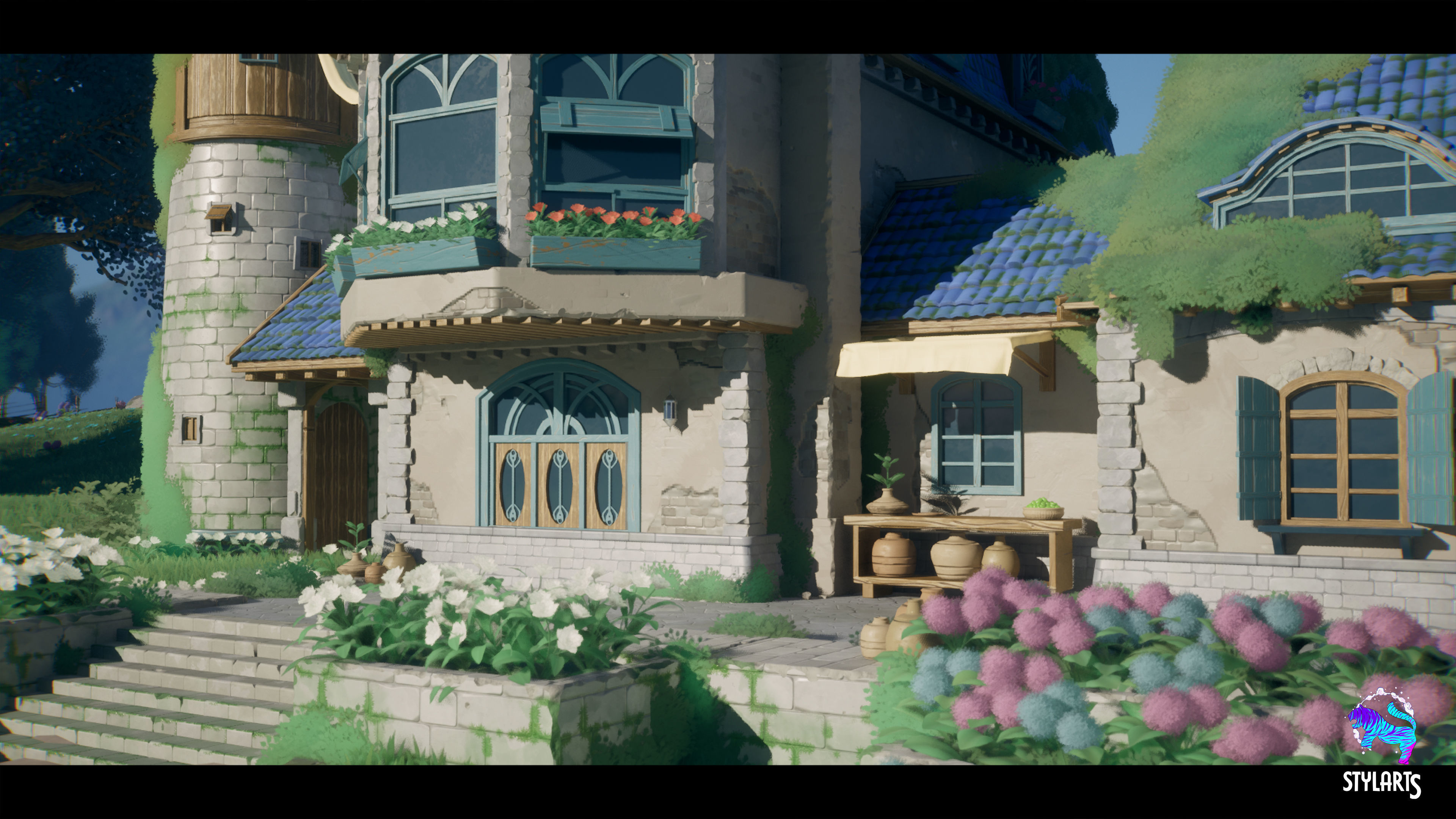 Stylized Azure Hillside Low-poly 3D model_4