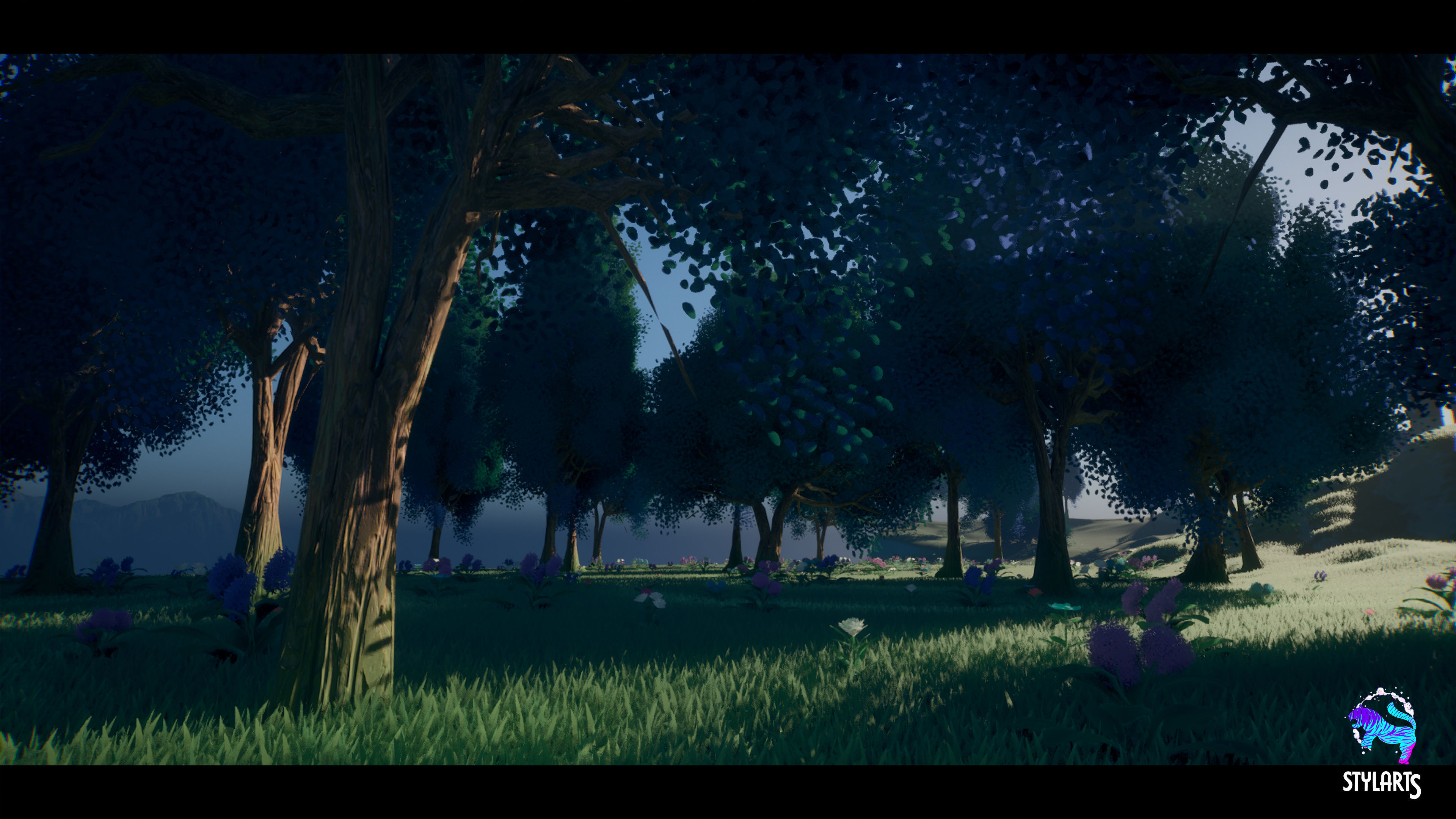 Stylized Azure Hillside Low-poly 3D model_5