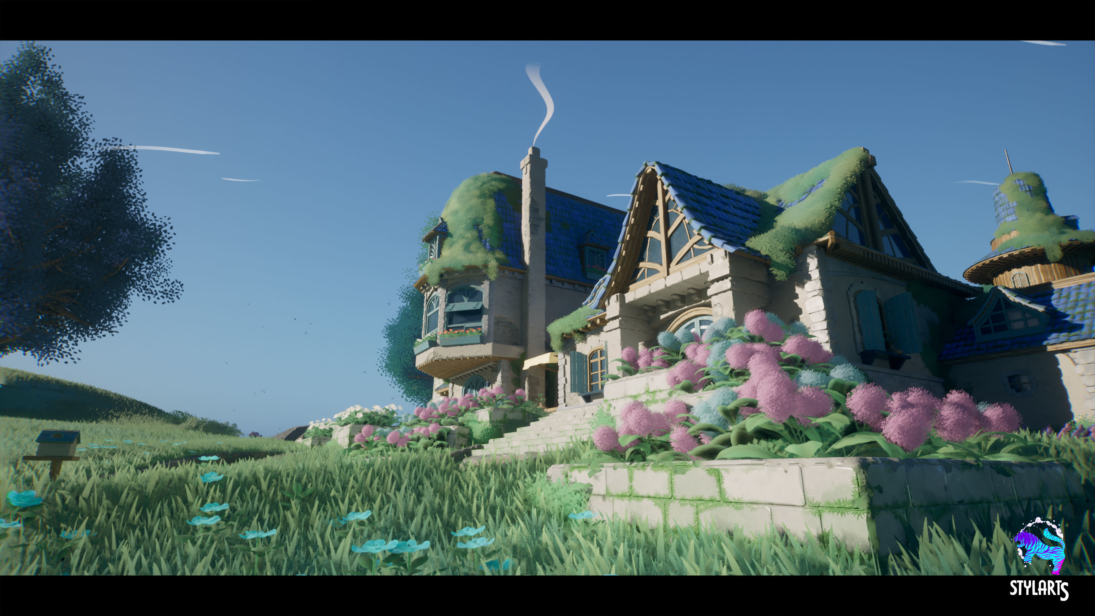 Stylized Azure Hillside Low-poly 3D model_6
