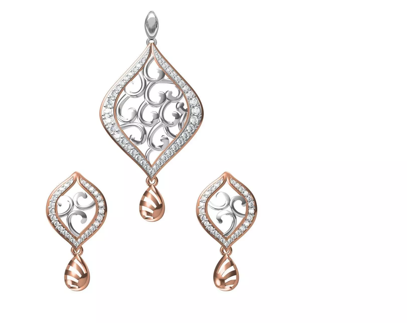 Women Earring Pendant Set STL JCD Details 3D print model
