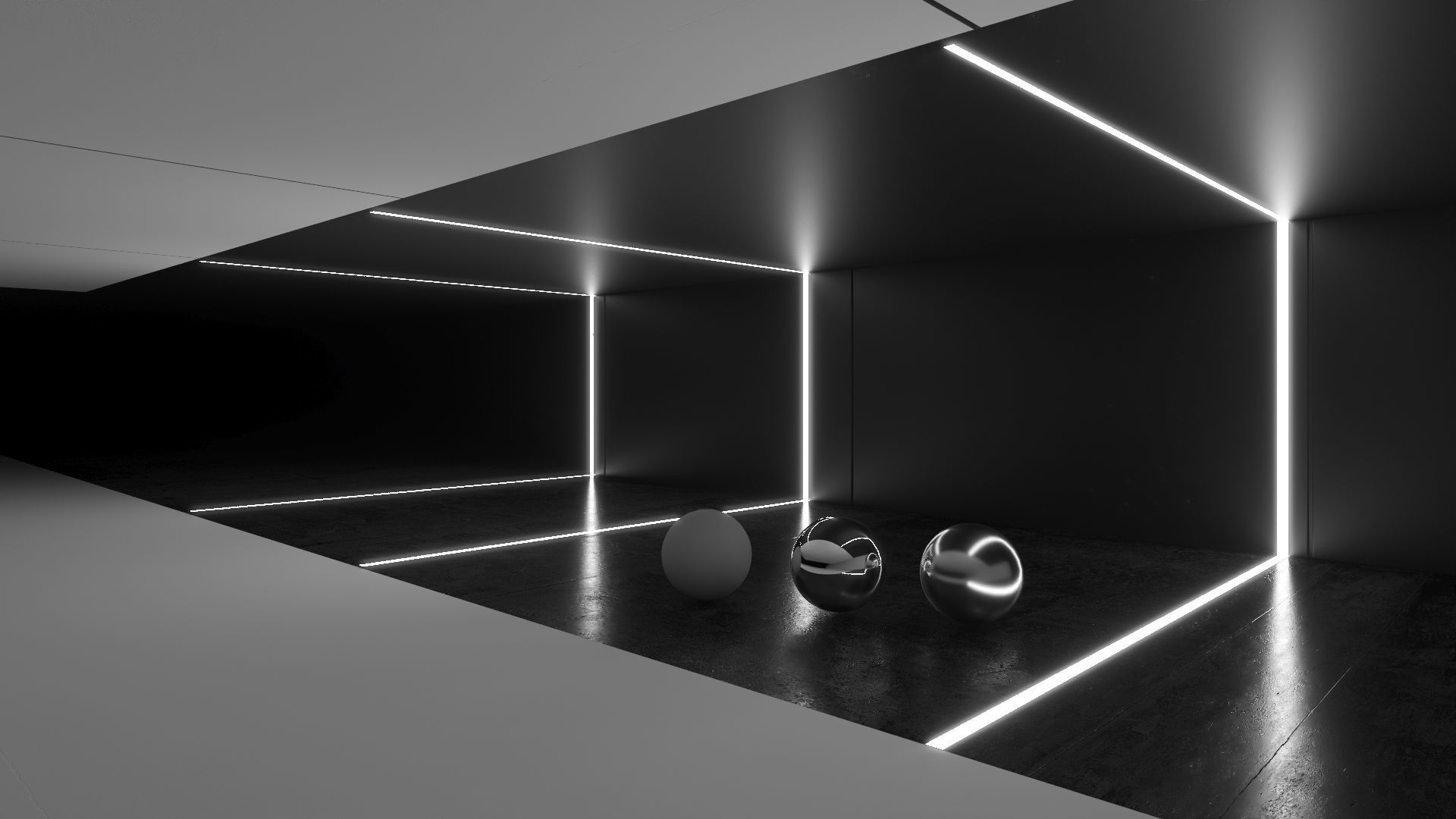 Dark modern car showroom 3D model_1