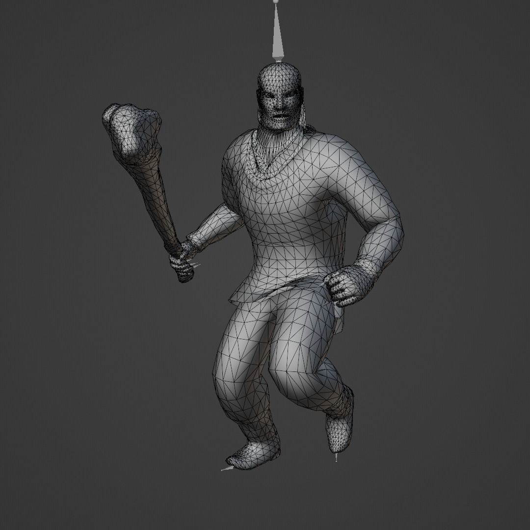 Kambar Batyr with Cudgel Character Animated Low-poly 3D model_6
