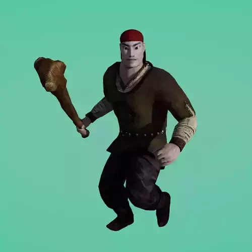 Kambar Batyr with Cudgel Character Animated