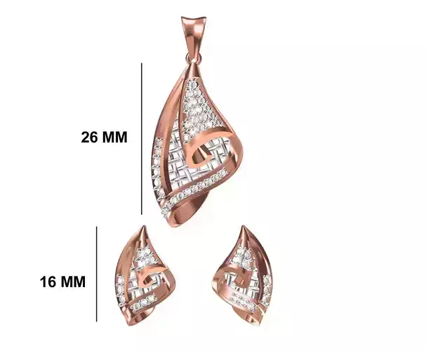 Women Earring Pendant Set STL JCD Details