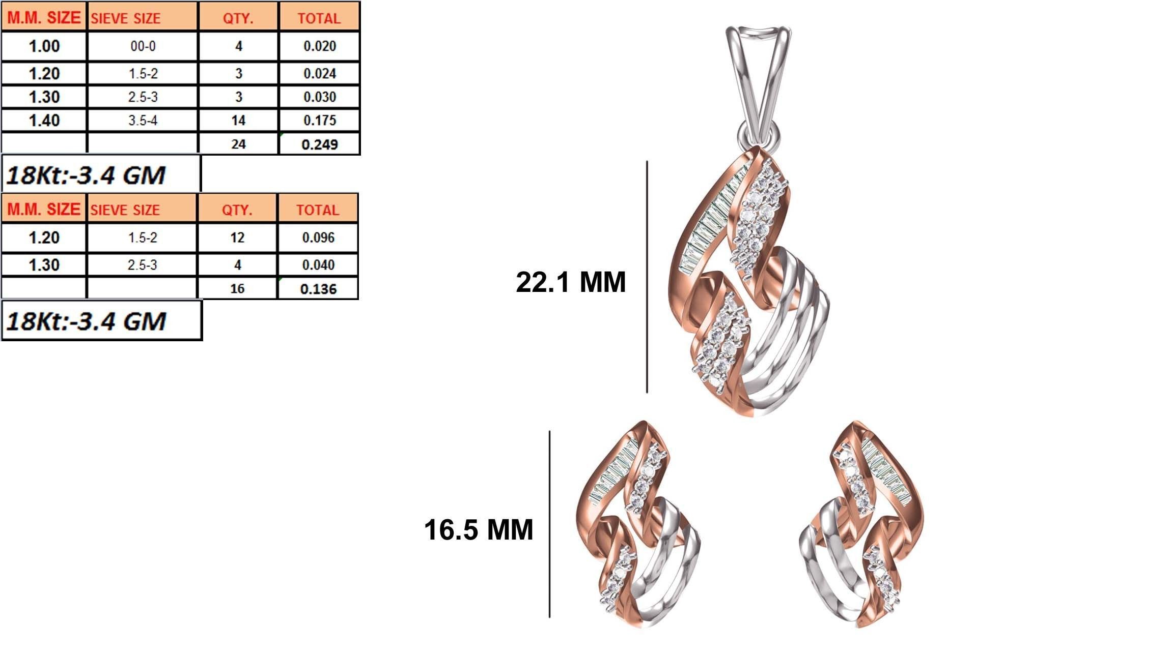 Women Earring Pendant Set STL JCD Details 3D print model_1