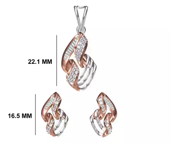Women Earring Pendant Set STL JCD Details 3D print model