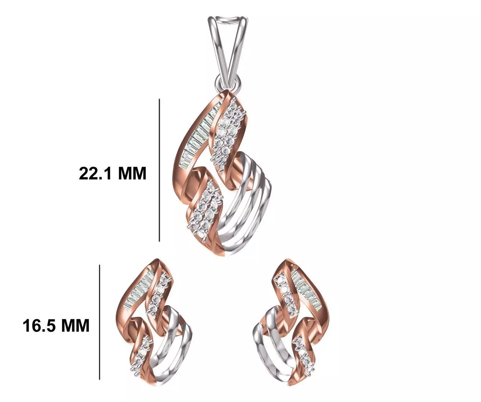 Women Earring Pendant Set STL JCD Details 3D print model_0