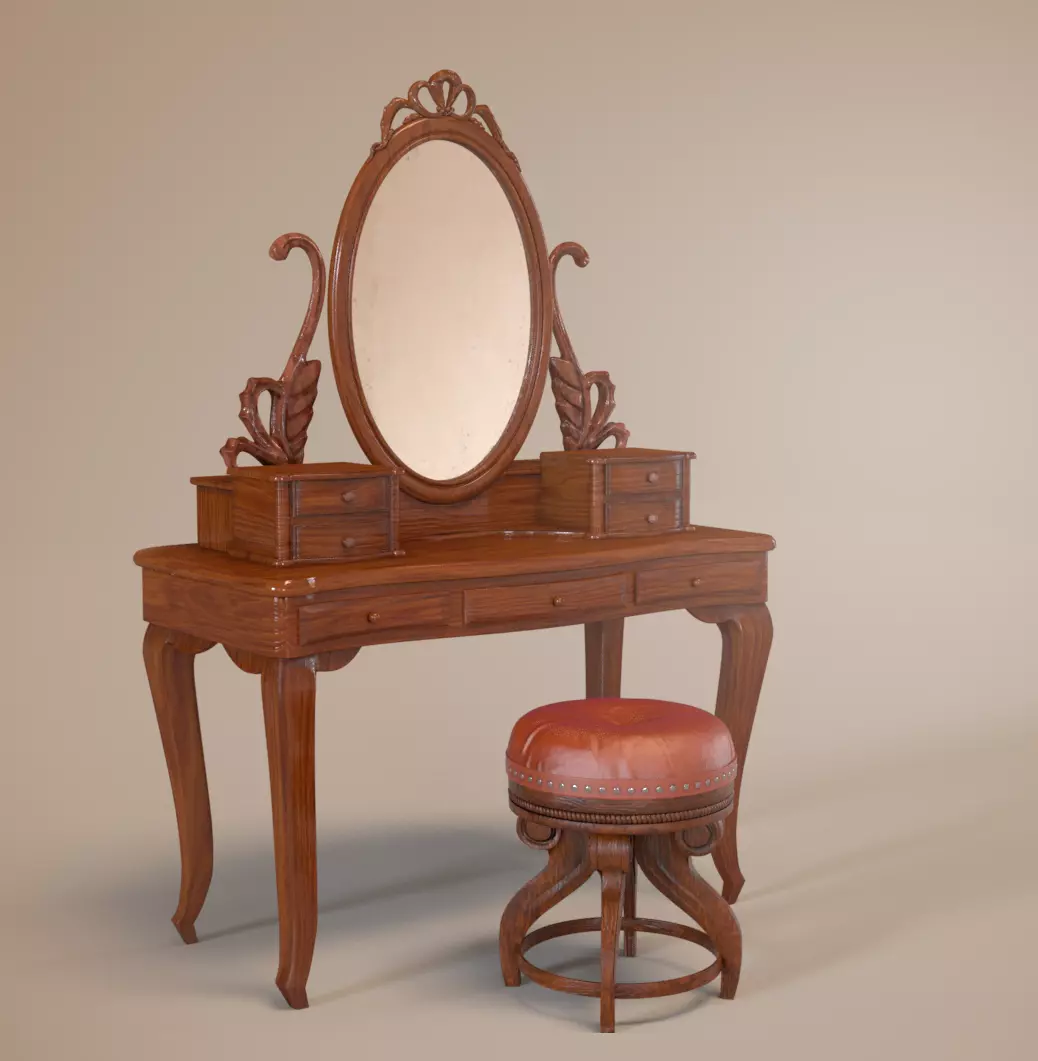 Rustic Vanity Low-poly 3D model_0