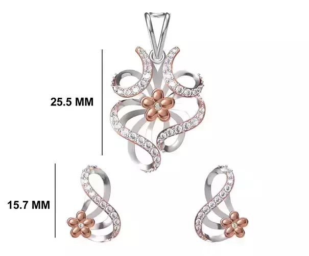 Women Earring Pendant Set STL JCD Details 3D print model