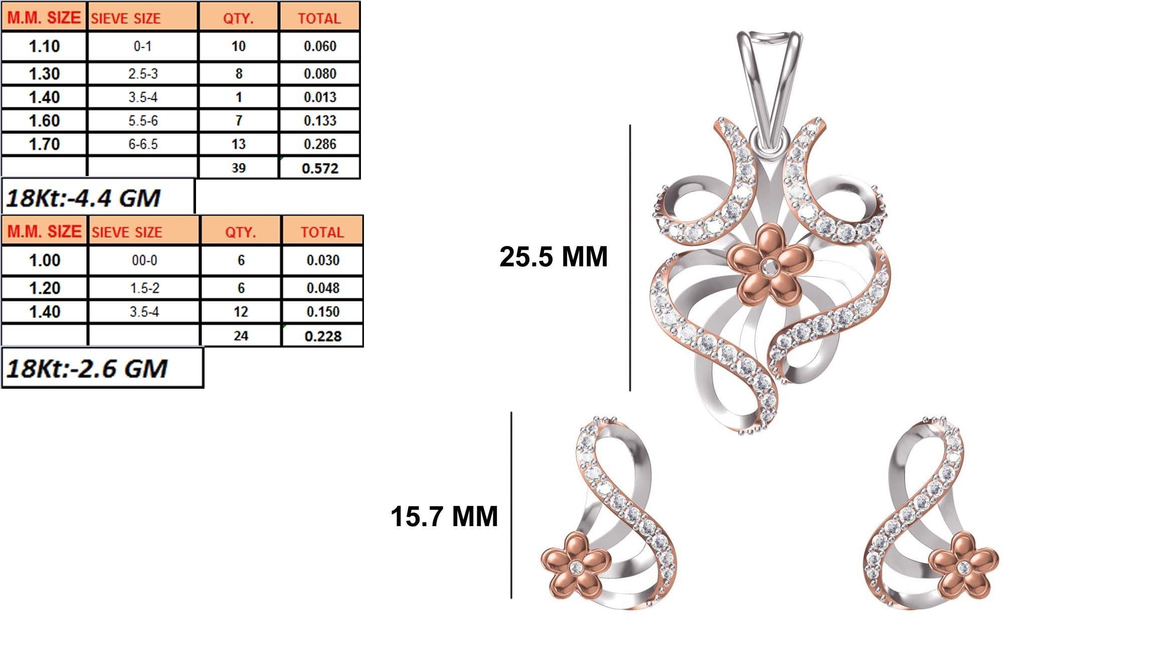 Women Earring Pendant Set STL JCD Details 3D print model_1