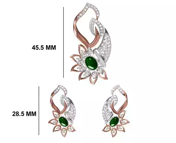 Women Earring Pendant Set STL JCD Details 3D print model