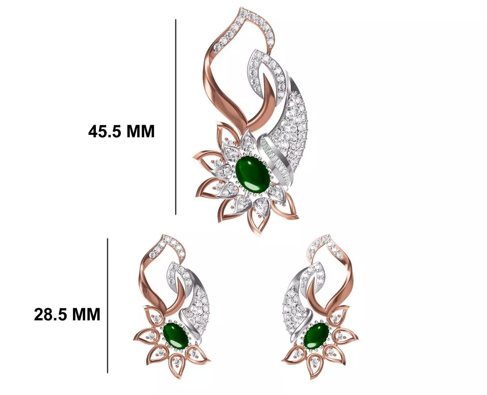 Women Earring Pendant Set STL JCD Details 3D print model_0