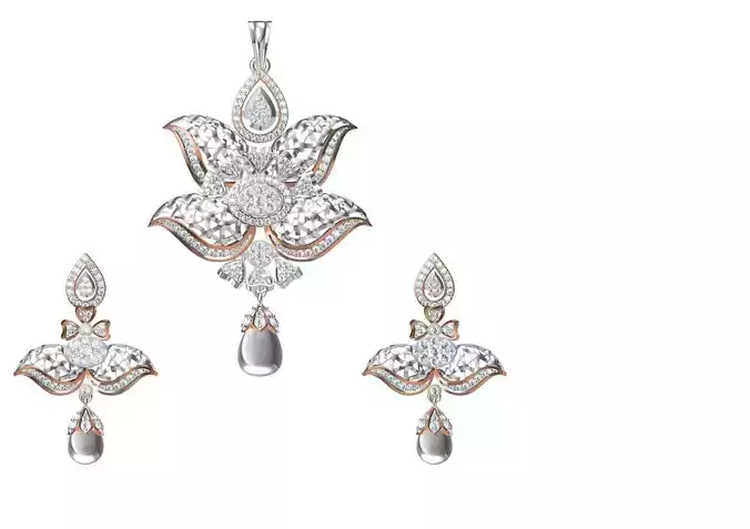 Women Earring Pendant Set STL JCD Details 3D print model