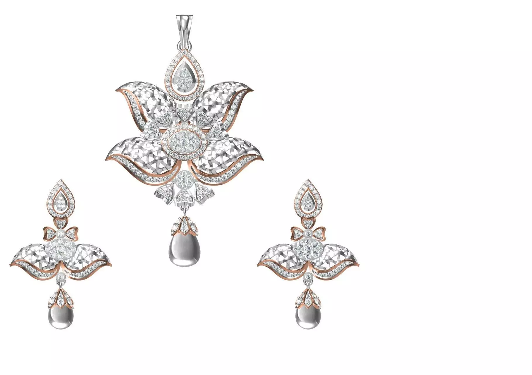 Women Earring Pendant Set STL JCD Details 3D print model_0