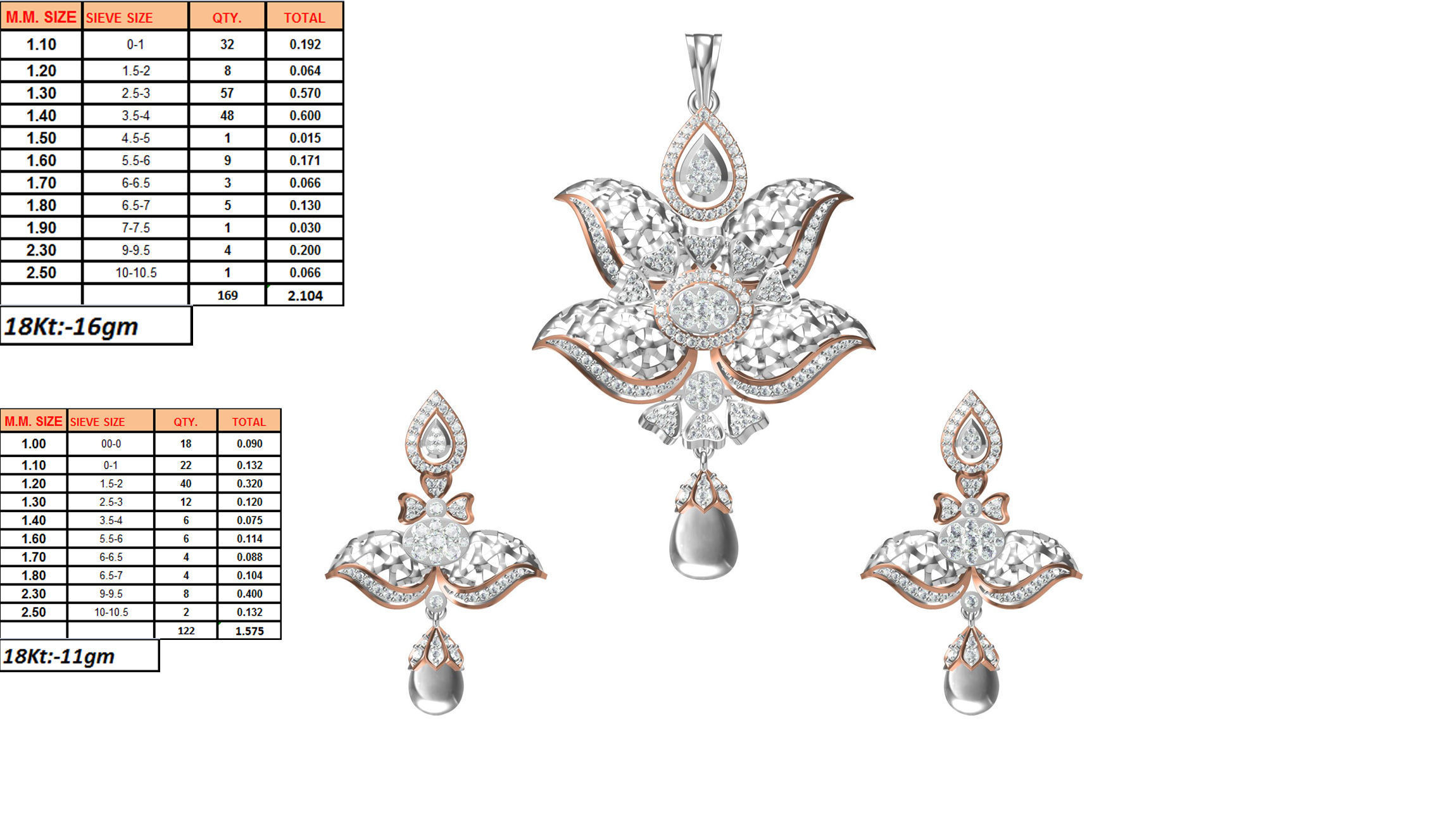 Women Earring Pendant Set STL JCD Details 3D print model_1