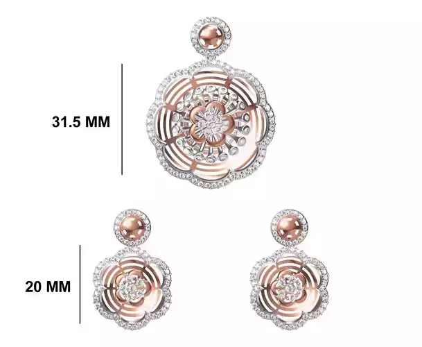 Women Earring Pendant Set STL JCD Details 3D print model