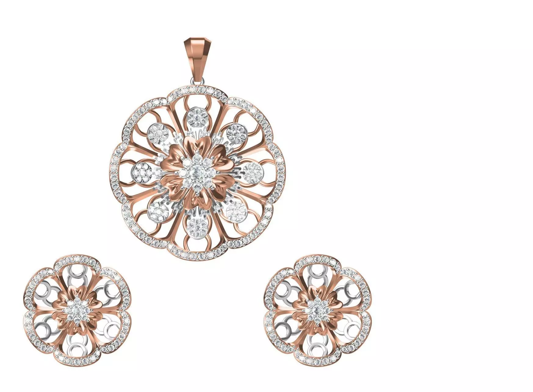 Women Earring Pendant Set STL JCD Details 3D print model_0