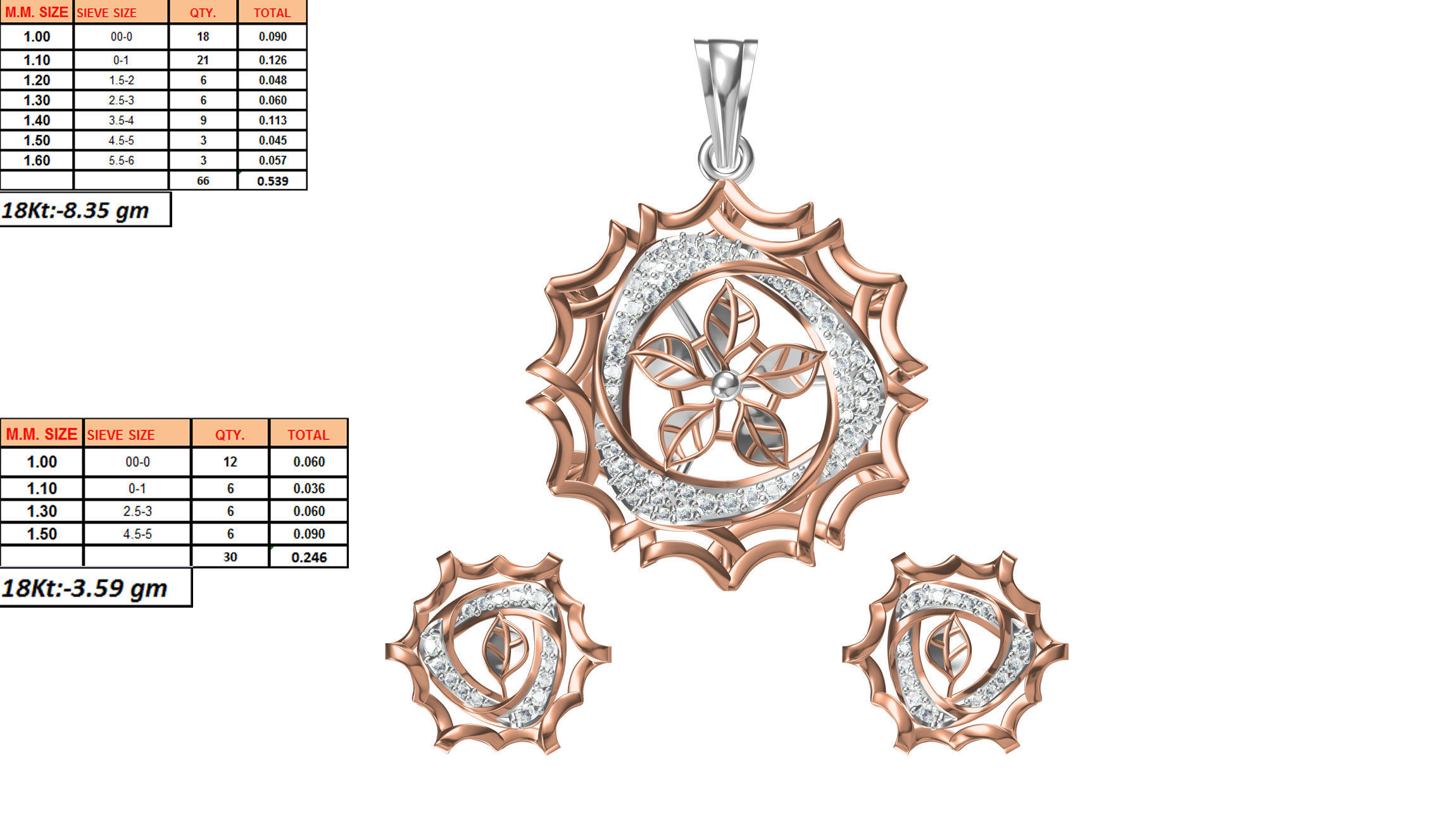 Women Earring Pendant Set STL JCD Details 3D print model_1