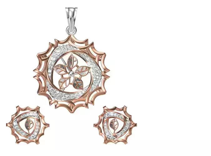 Women Earring Pendant Set STL JCD Details 3D print model