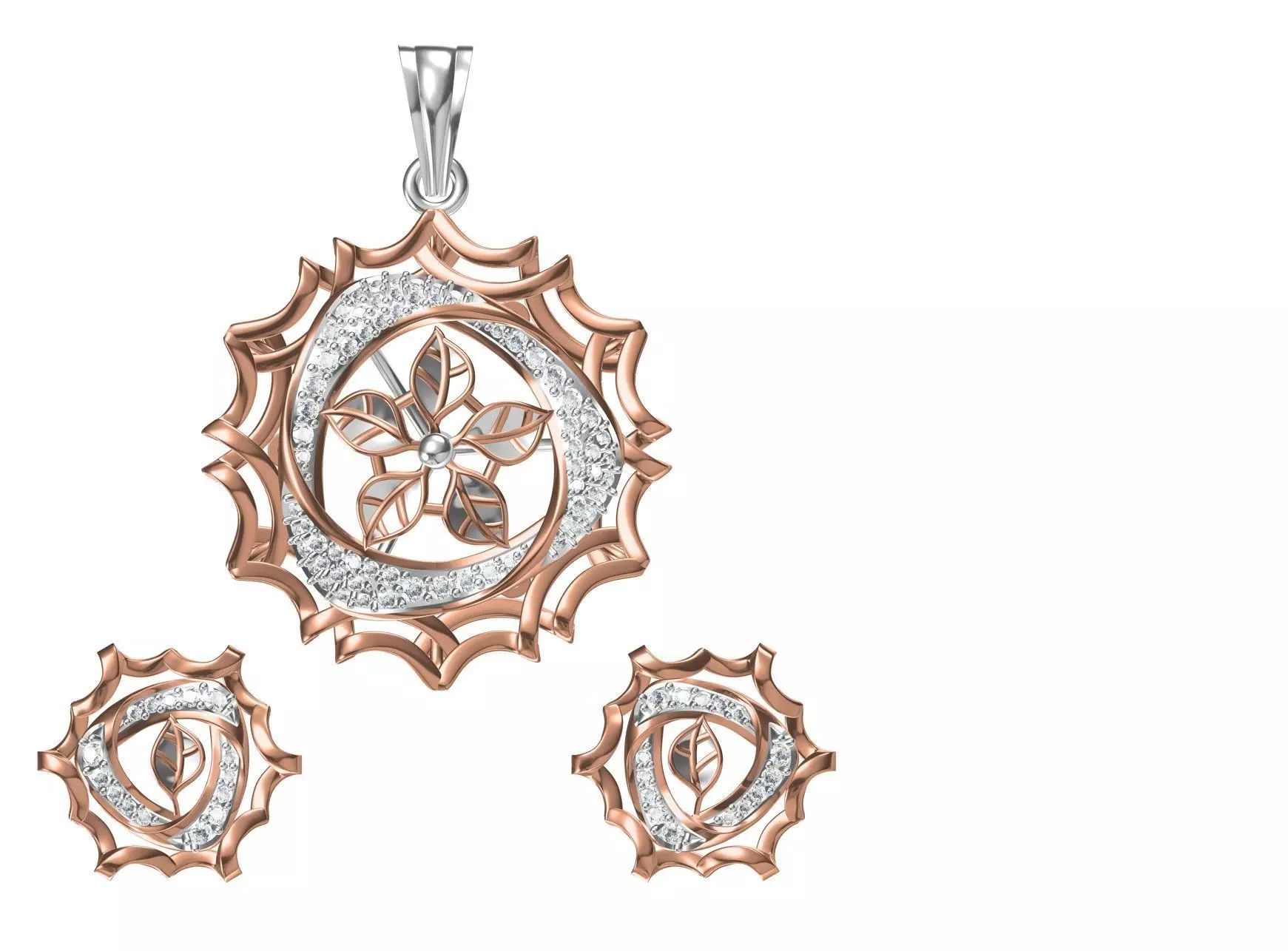 Women Earring Pendant Set STL JCD Details 3D print model_0