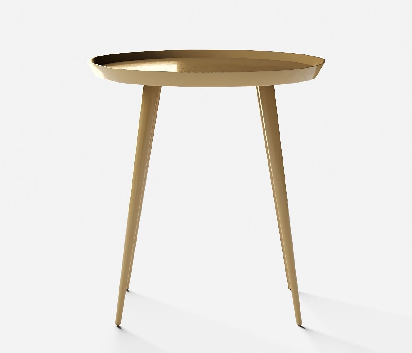 Oval gold Low-poly table 3D model_2