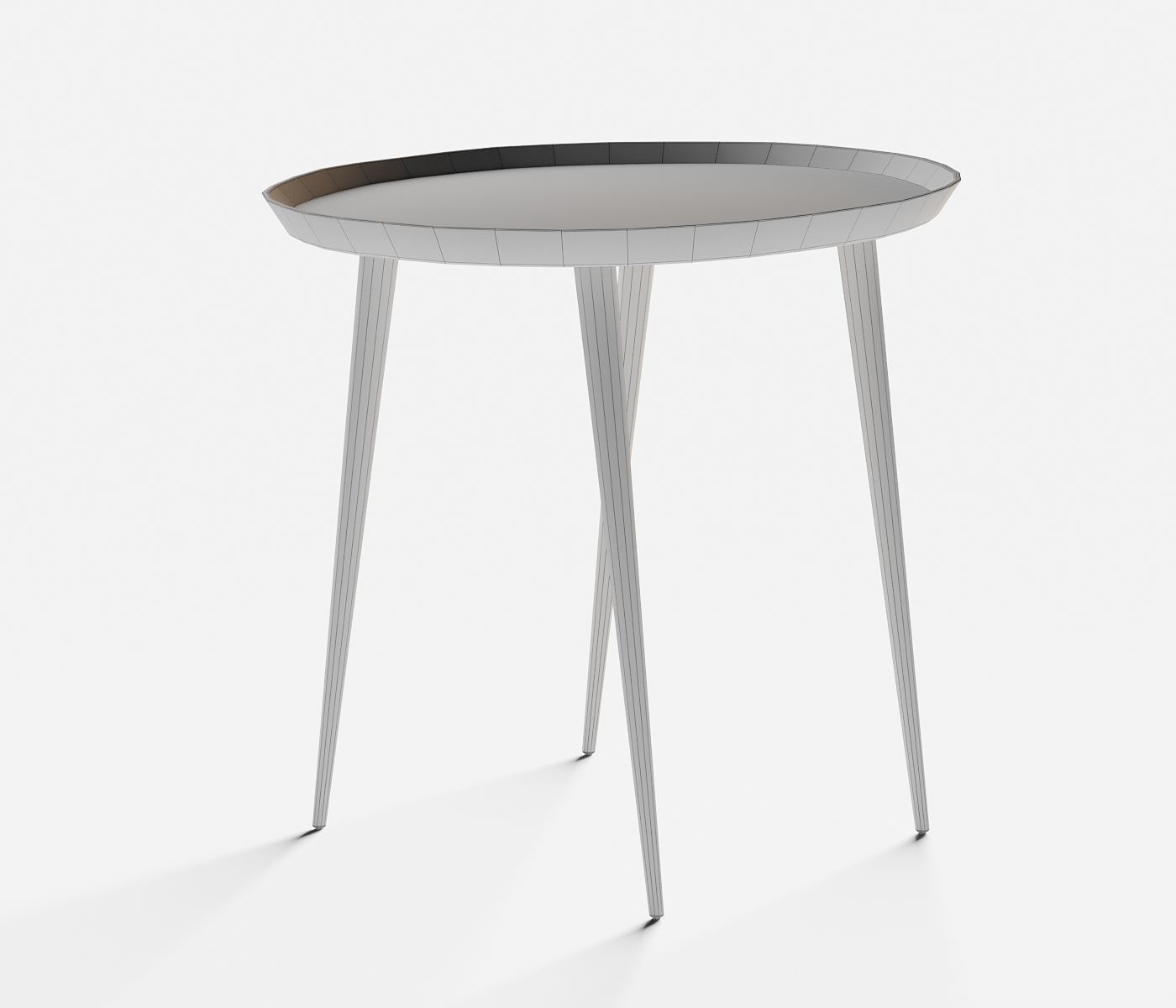 Oval gold Low-poly table 3D model_4