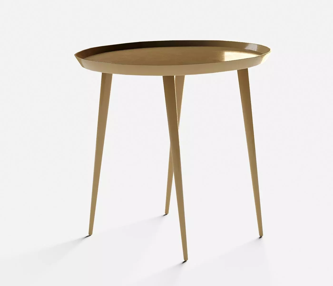 Oval gold Low-poly table 3D model_0