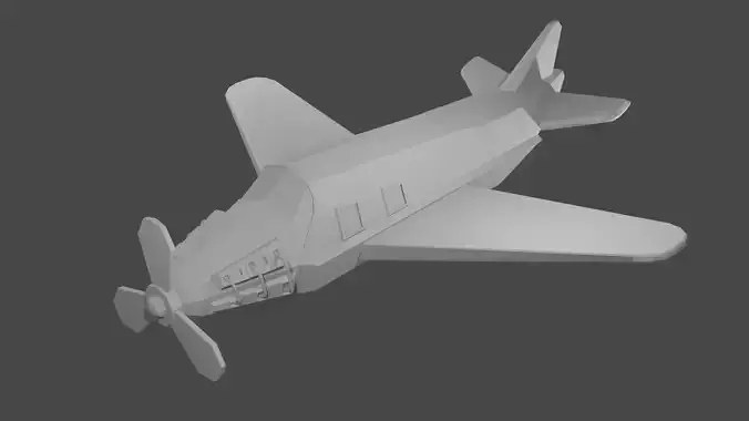 Plane with propeller  Low-poly 3D model