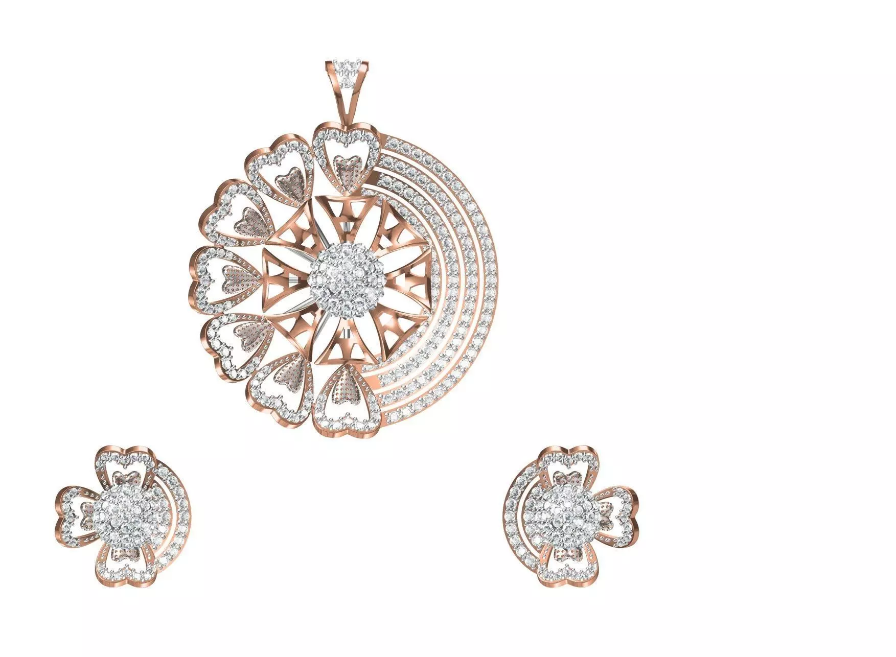 Women Earring Pendant Set STL JCD Details 3D print model_0