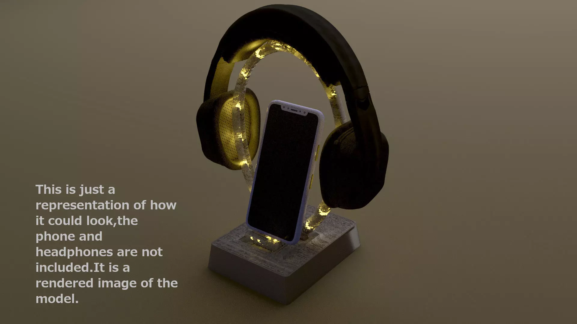 Light up headphone and phone stand 3D print model_0
