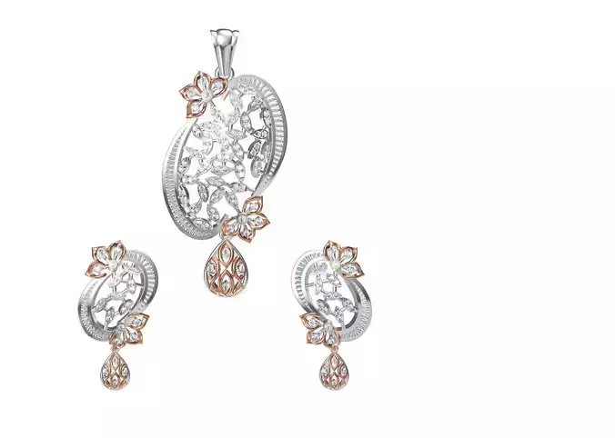Women Earring Pendant Set STL JCD Details 3D print model