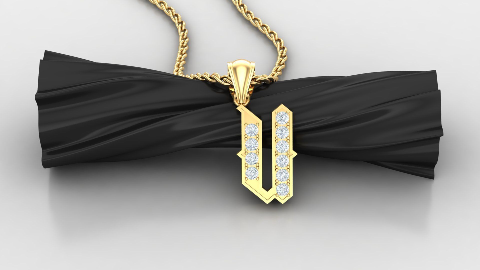 Pendant  Letter U 3D print model_3