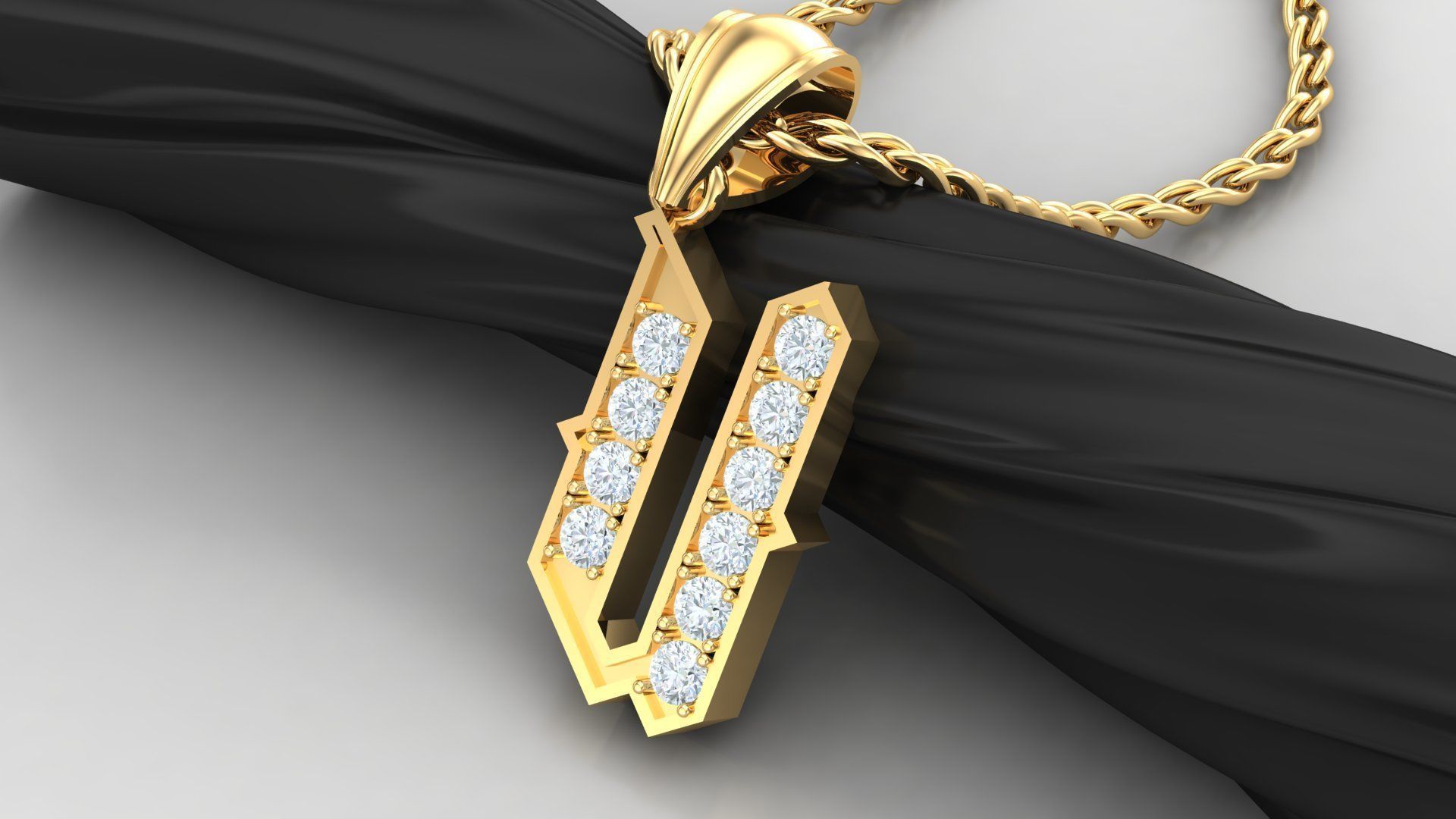 Pendant  Letter U 3D print model_4