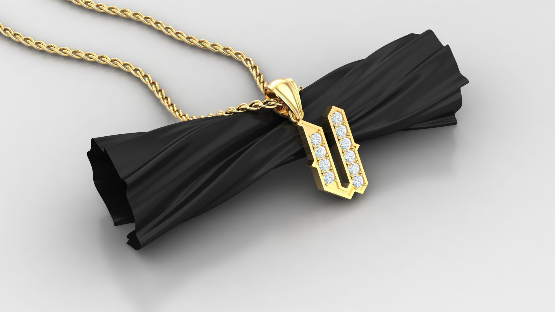 Pendant  Letter U 3D print model_2