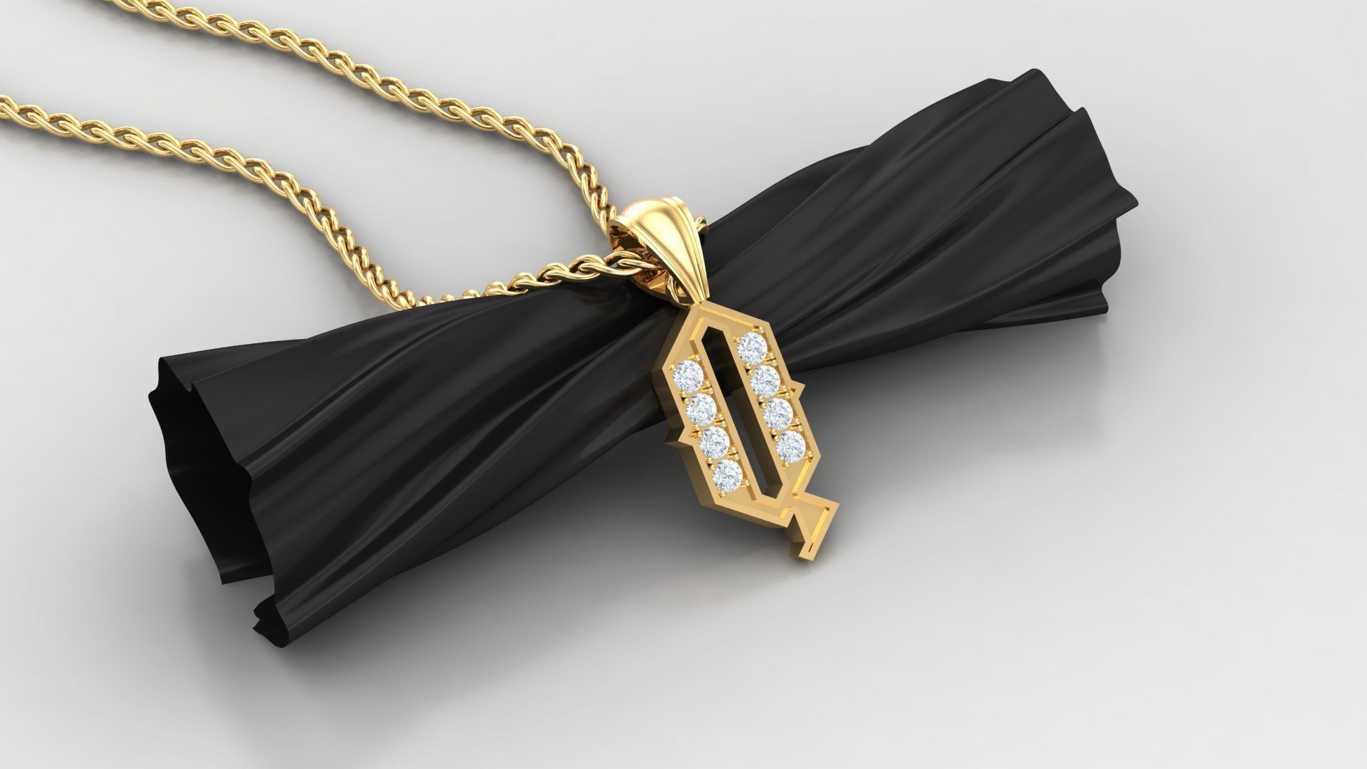 Pendant Letter Q 3D print model_2