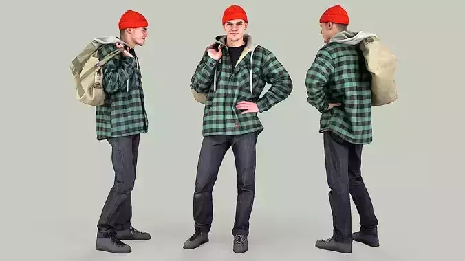Smirk Guy in an Orange Hat 3D model