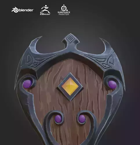 Stylized shield Game Ready  Low-poly 3D model