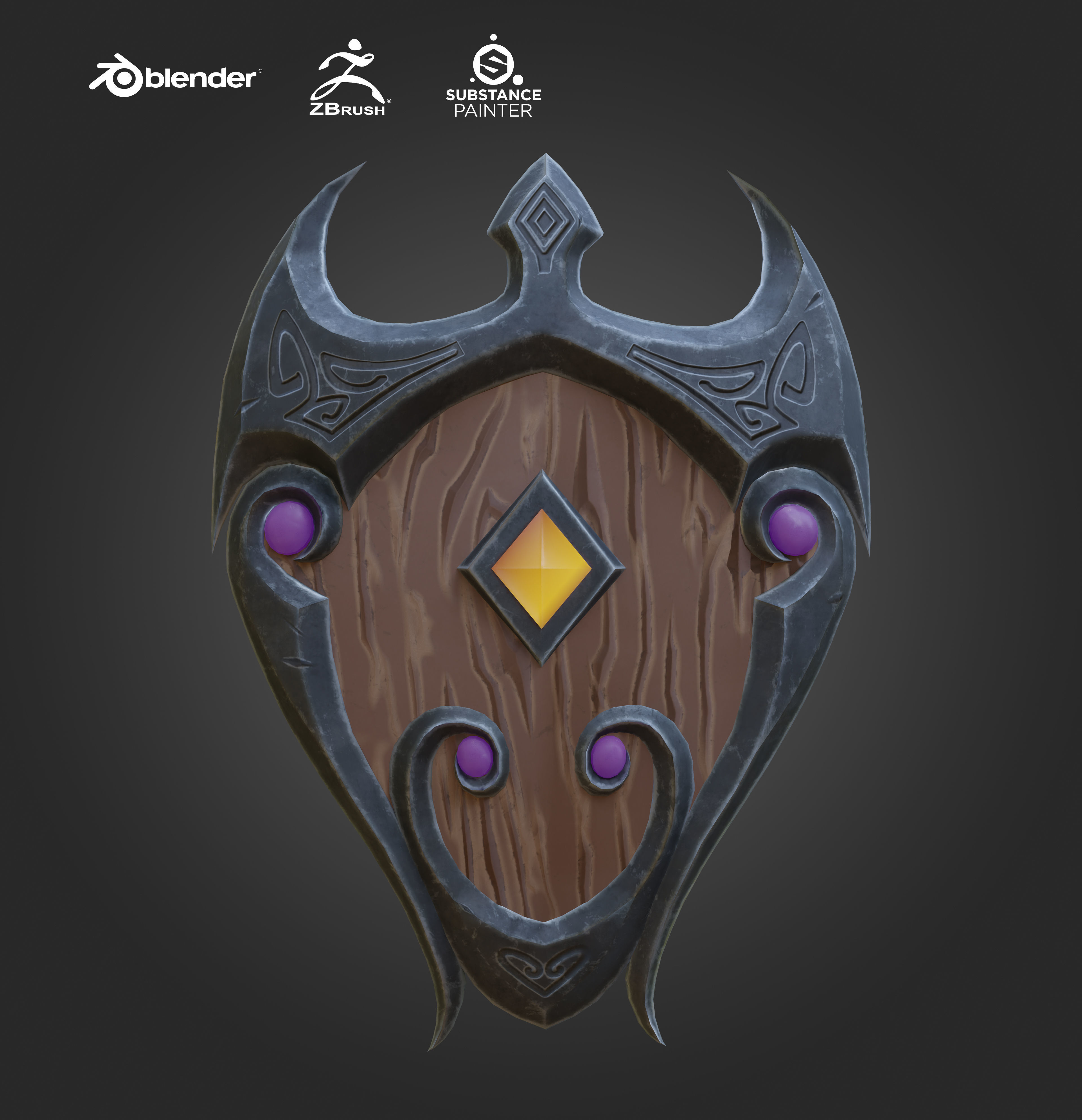 Stylized shield Game Ready  Low-poly 3D model_2