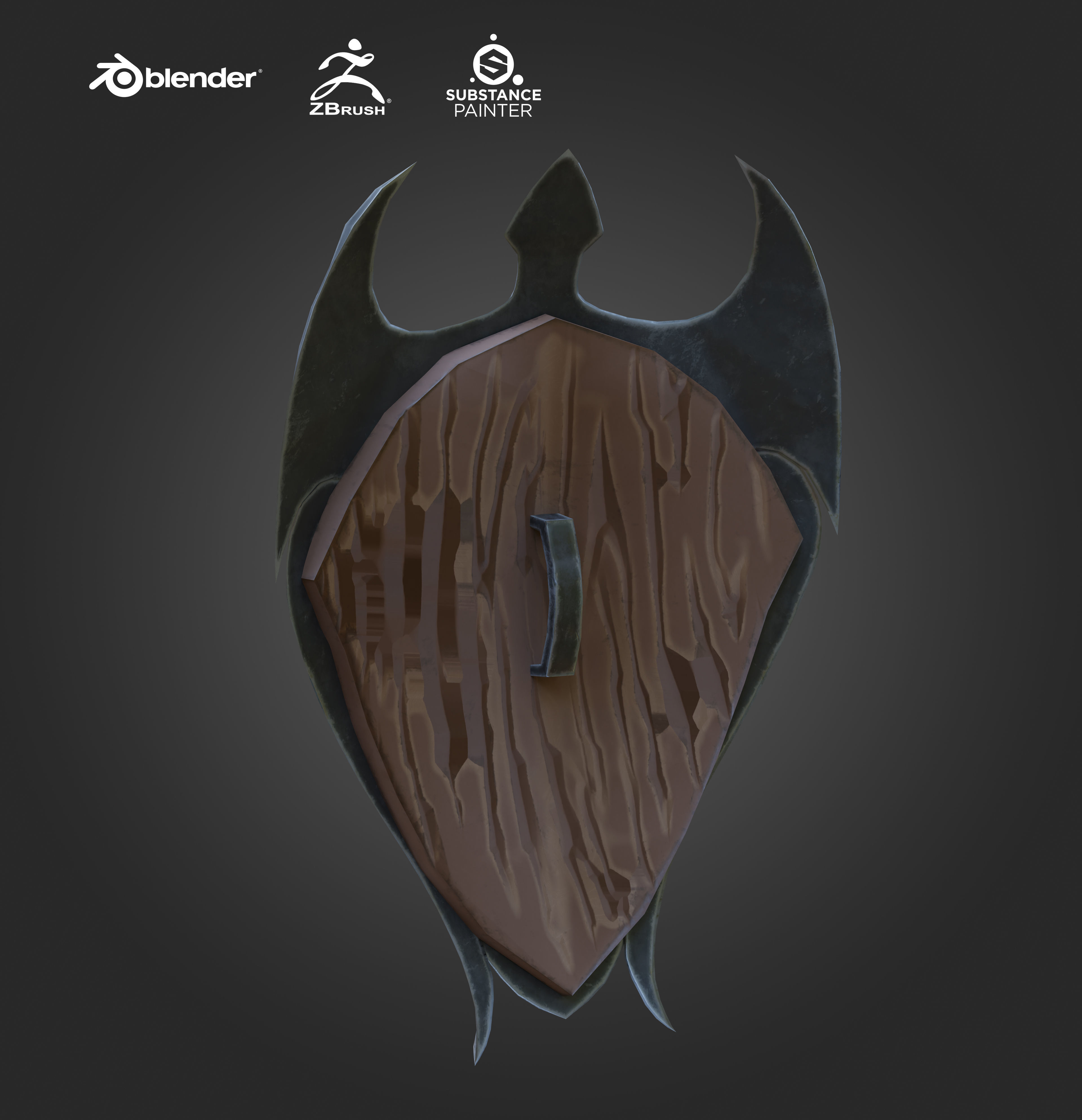 Stylized shield Game Ready  Low-poly 3D model_6