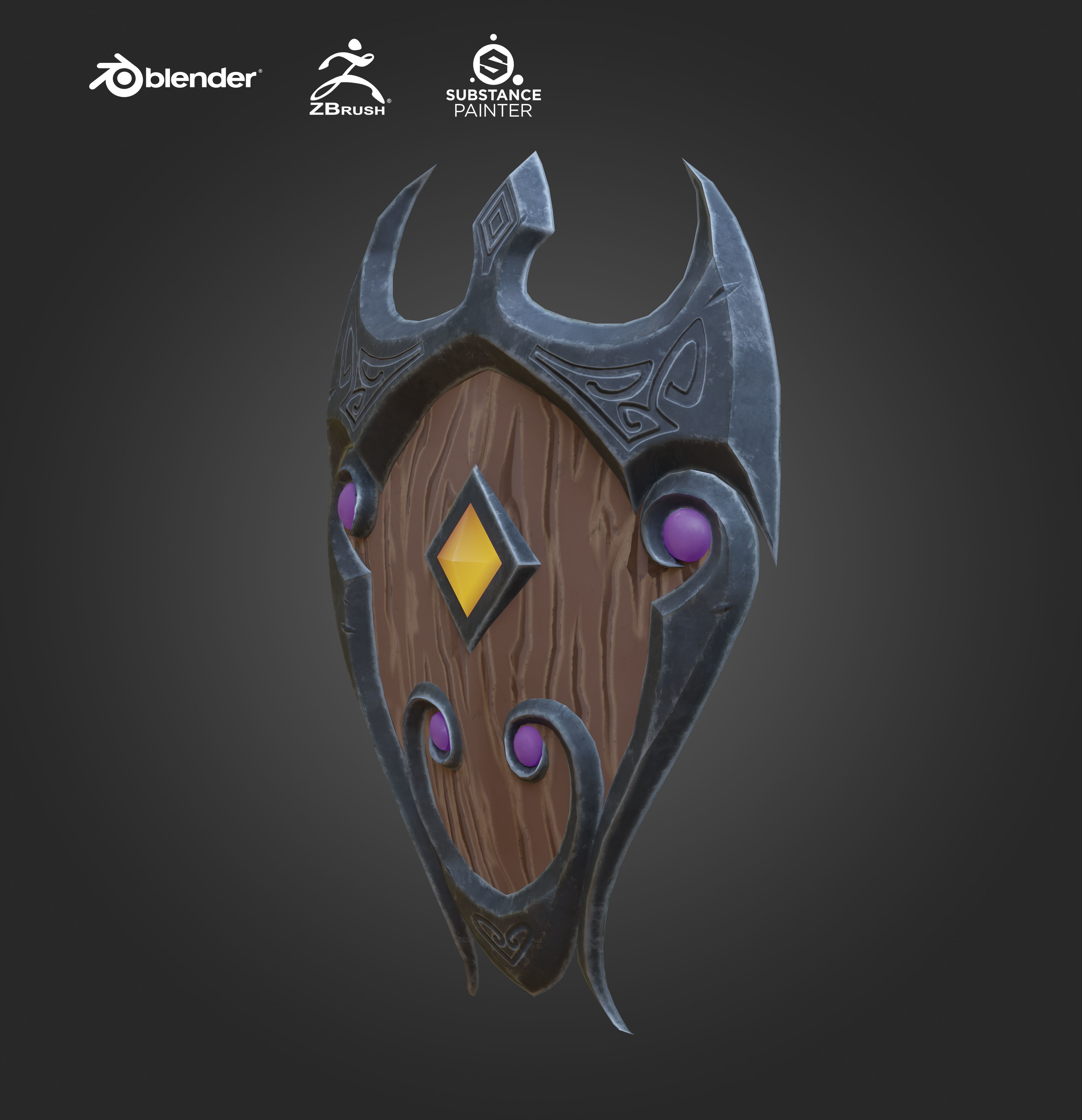 Stylized shield Game Ready  Low-poly 3D model_5