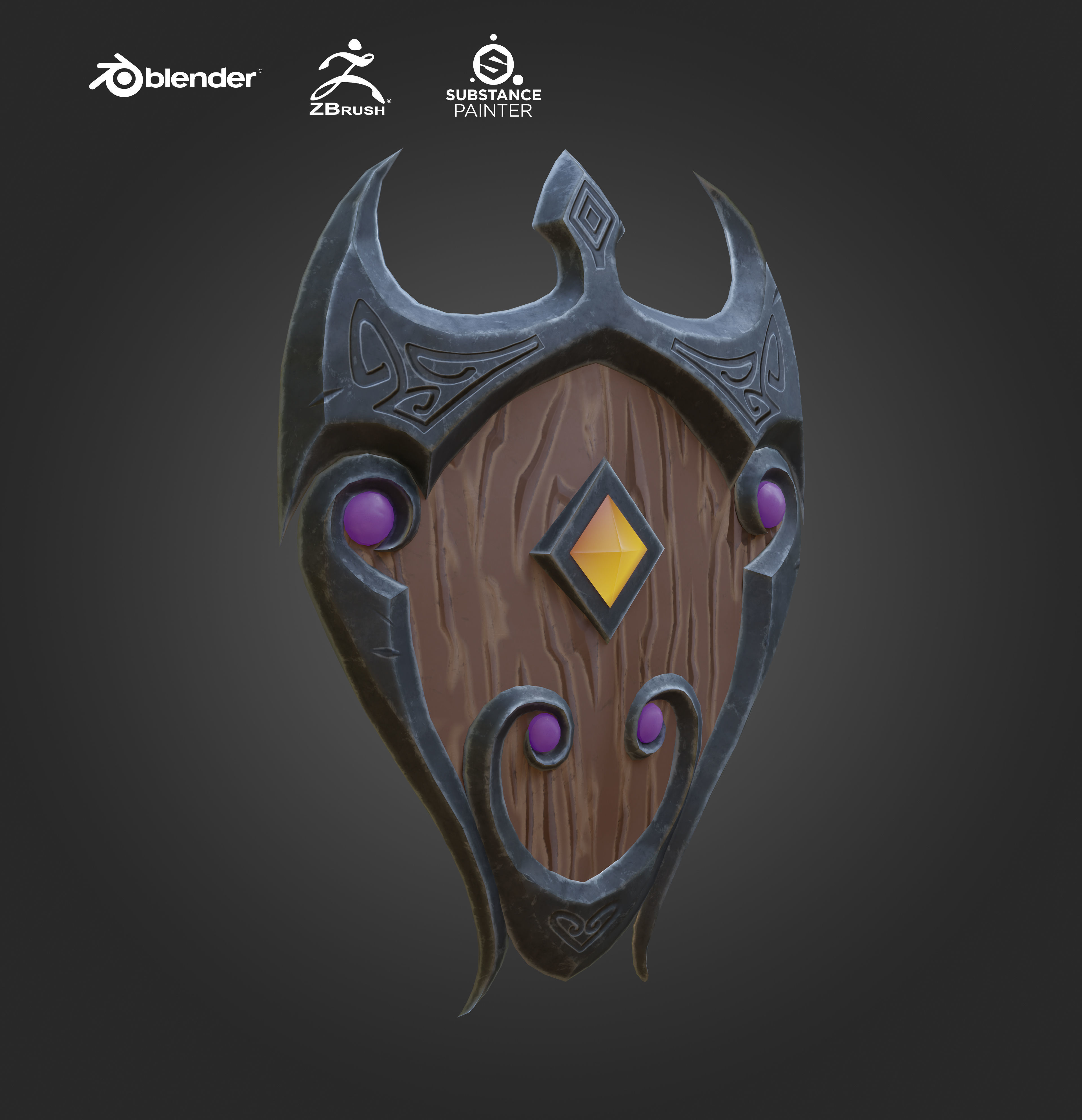Stylized shield Game Ready  Low-poly 3D model_4