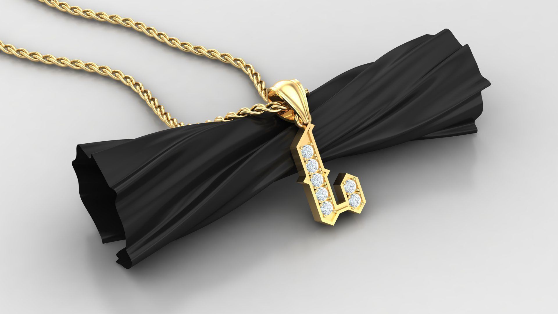 Pendant Letter L 3D print model_2