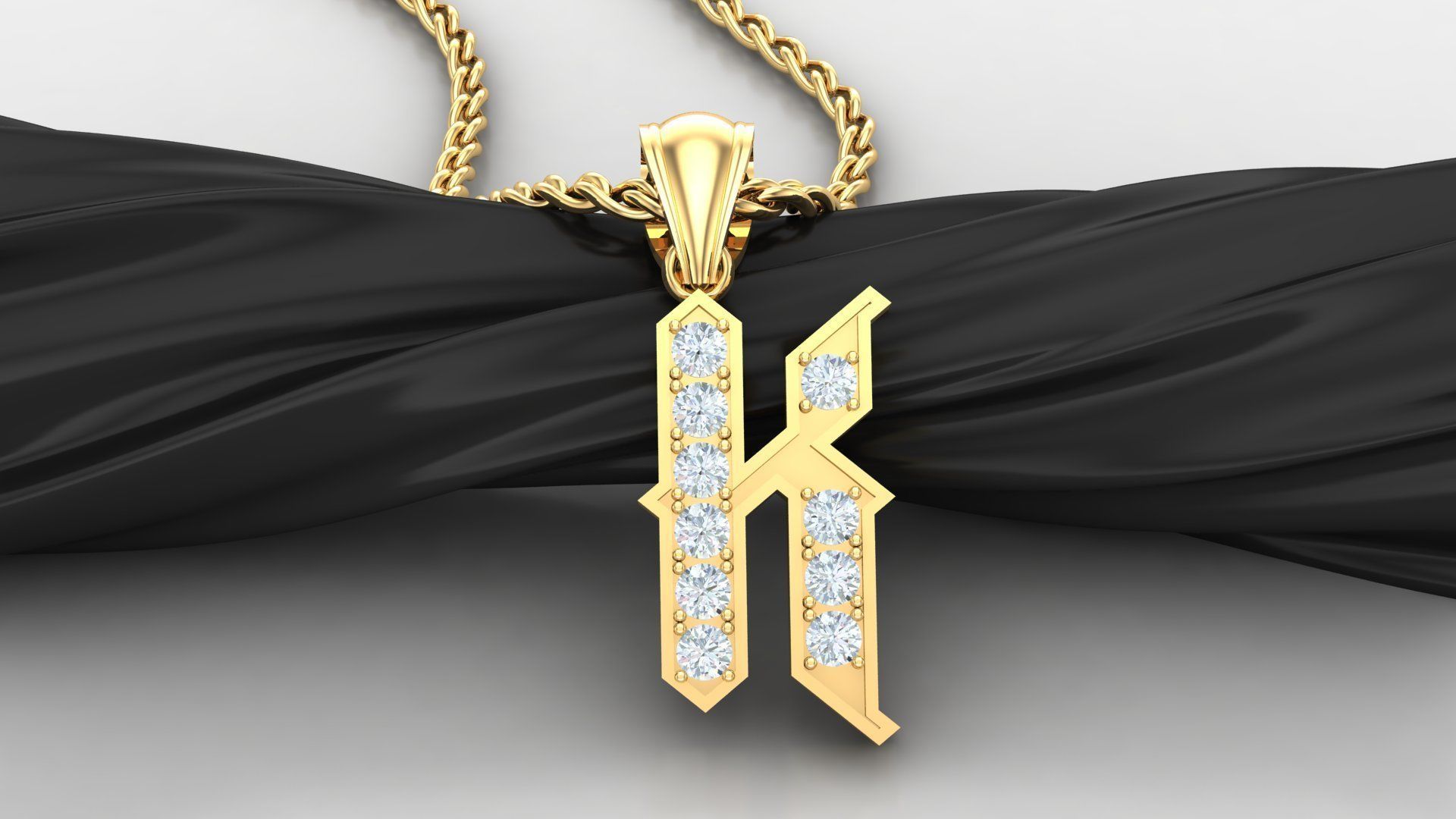 Pendant Letter K 3D print model_3