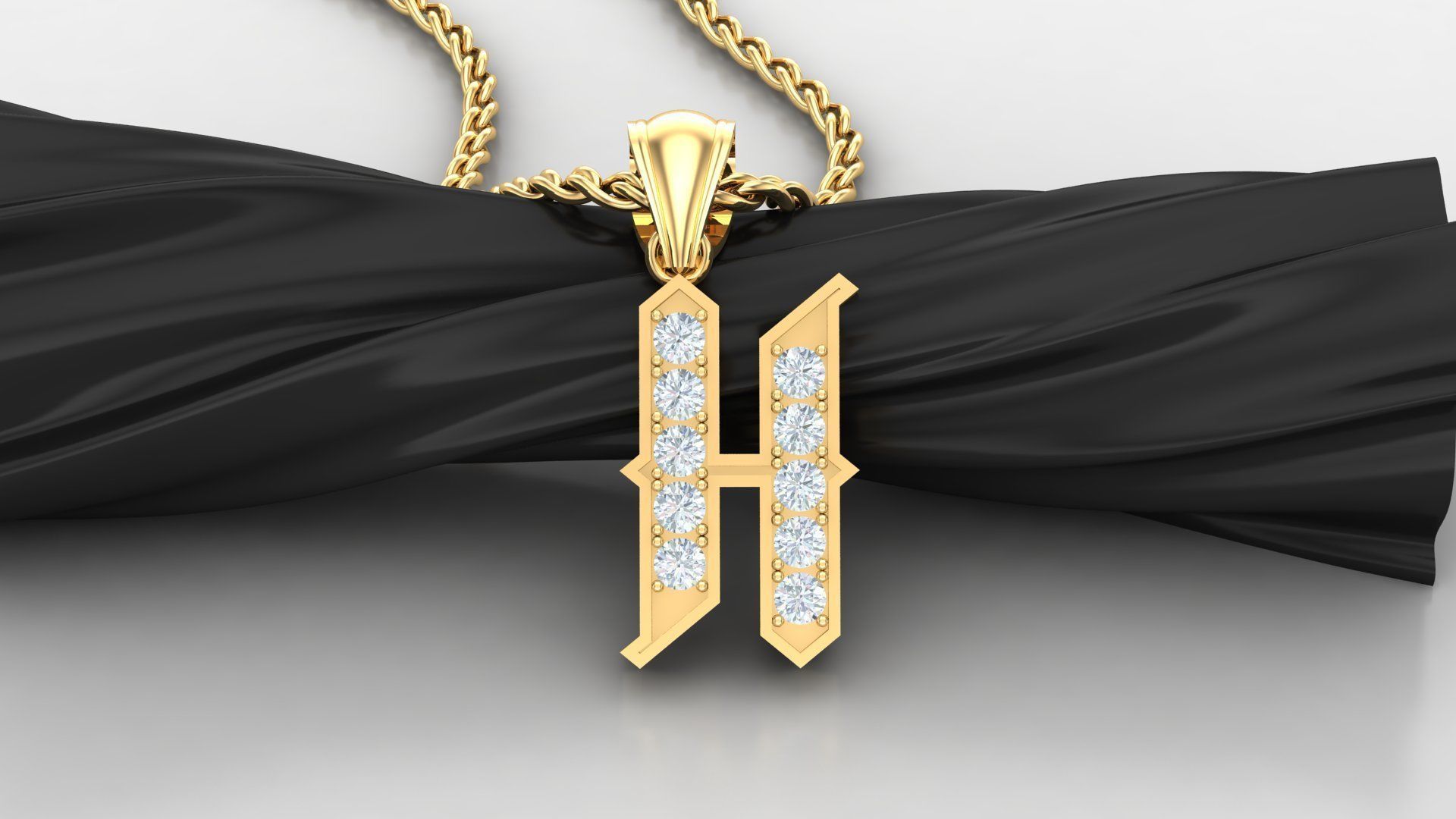 Pendant Letter H 3D print model_1