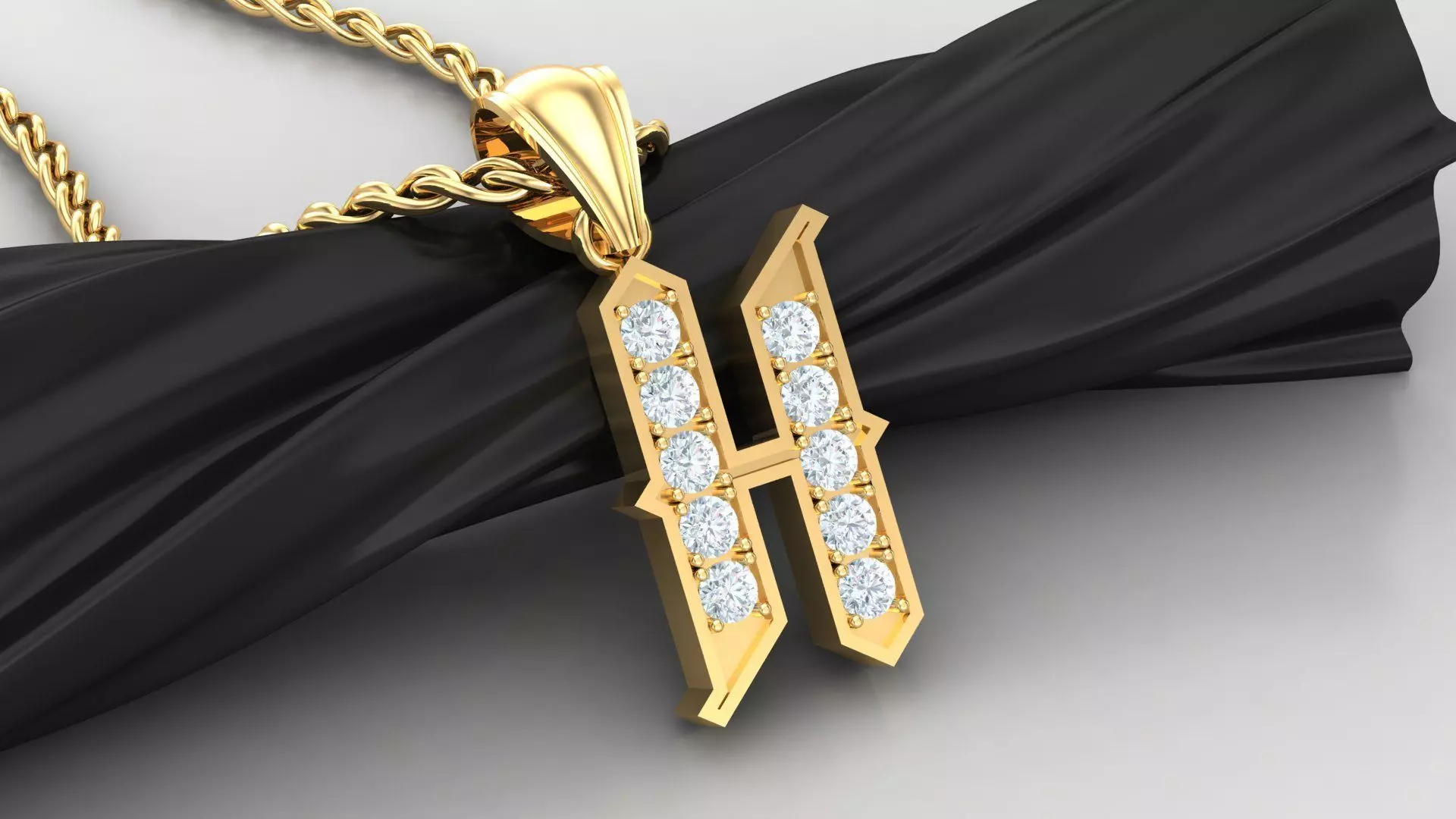 Pendant Letter H 3D print model_0