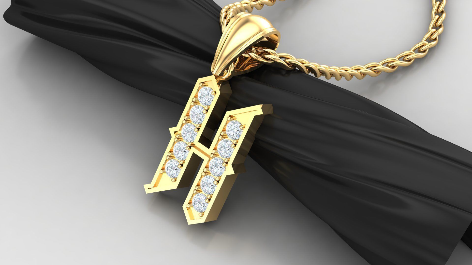 Pendant Letter H 3D print model_3