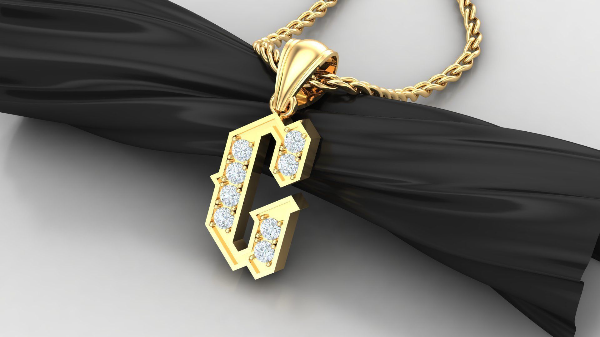 Pendant Letter G 3D print model_2