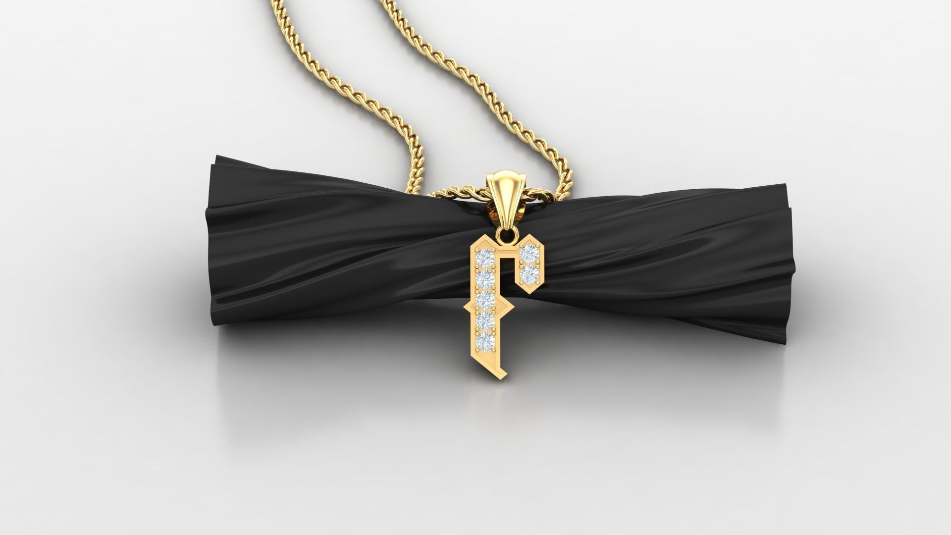 Pendant Letter F 3D print model_2