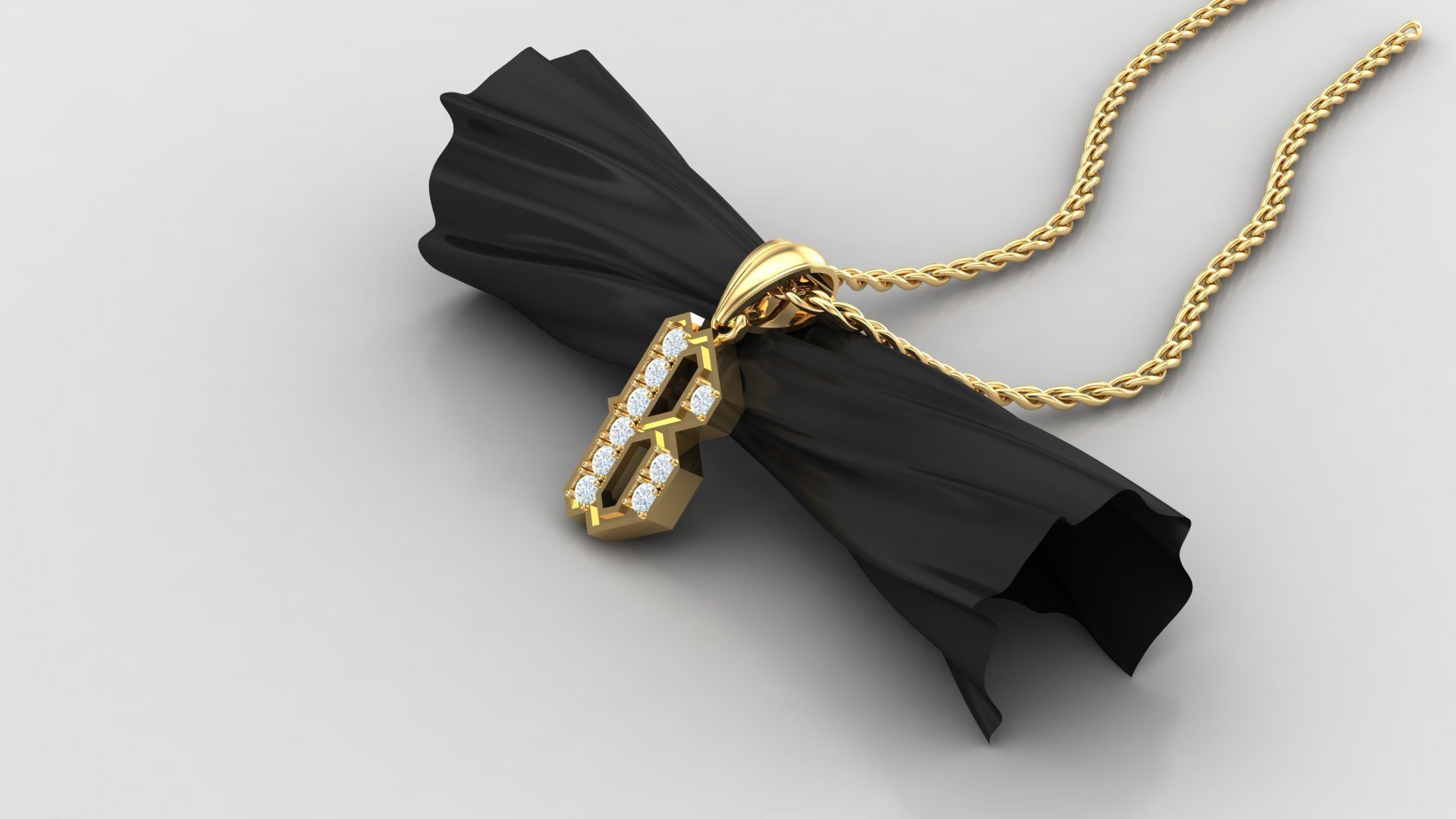 Pendant Letter B 3D print model_3