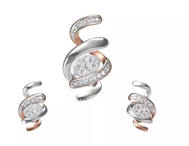 Women Earring Pendant Set STL JCD Details 3D print model